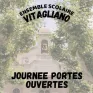 Photo de l'ensemble scolaire Vitagliano avec un texte qui annonce les journées portes ouvertes