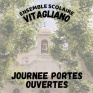 Photo de l'ensemble scolaire Vitagliano avec un texte qui annonce les journées portes ouvertes